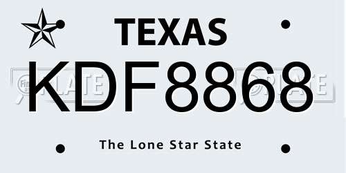 KDF8868 Texas License Plate