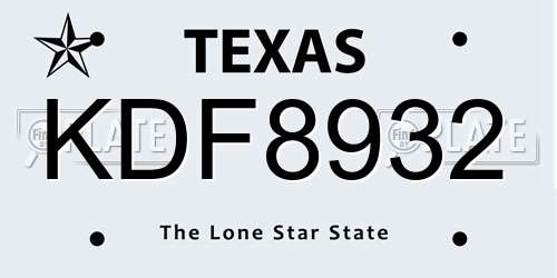 KDF8932 Texas License Plate