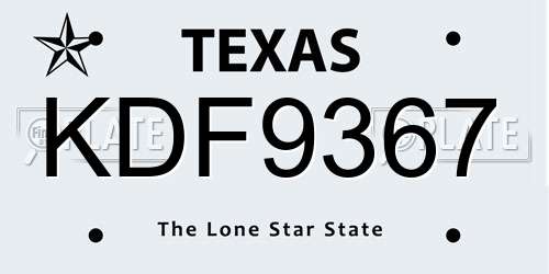 KDF9367 Texas License Plate