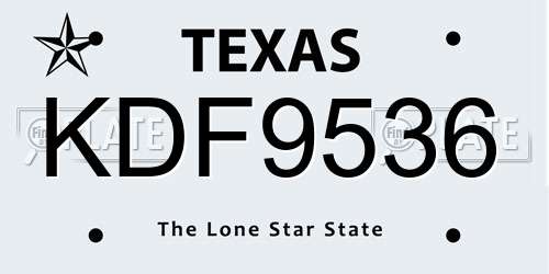 KDF9536 Texas License Plate