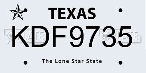 KDF9735 Texas License Plate