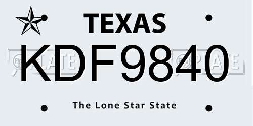 KDF9840 Texas License Plate