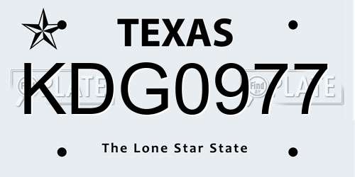KDG0977 Texas License Plate