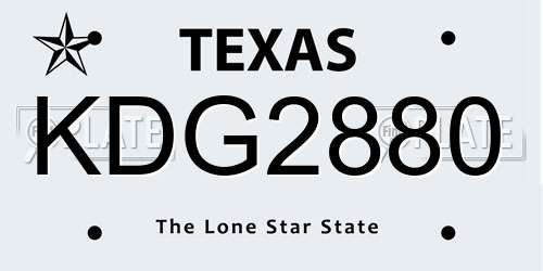KDG2880 Texas License Plate
