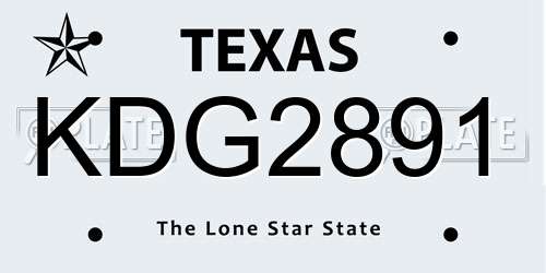 KDG2891 Texas License Plate