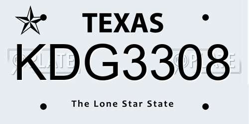 KDG3308 Texas License Plate