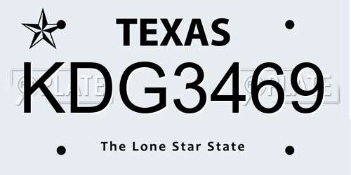 KDG3469 Texas License Plate