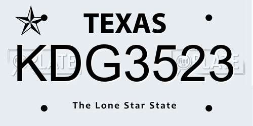 KDG3523 Texas License Plate
