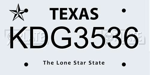 KDG3536 Texas License Plate