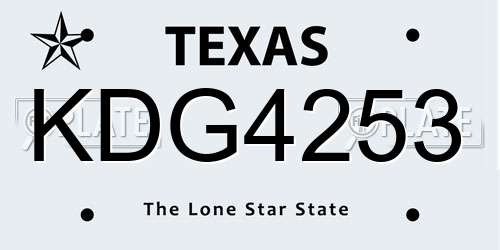 KDG4253 Texas License Plate