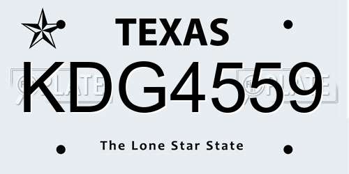 KDG4559 Texas License Plate