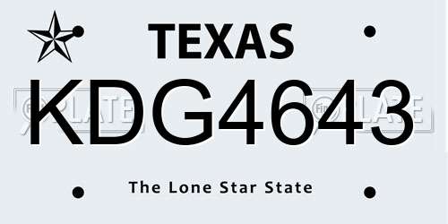 KDG4643 Texas License Plate