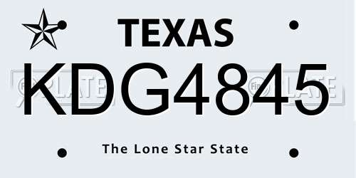 KDG4845 Texas License Plate
