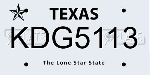 KDG5113 Texas License Plate