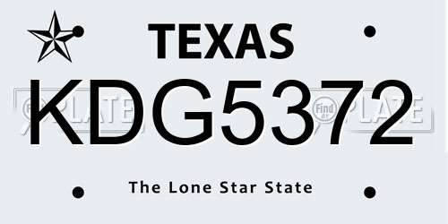 KDG5372 Texas License Plate