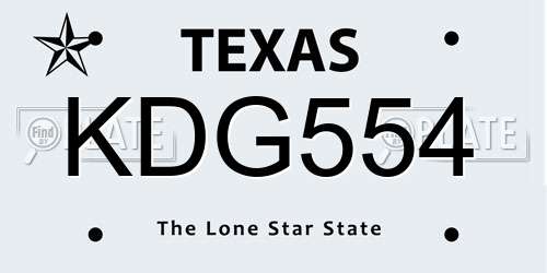 KDG554 Texas License Plate