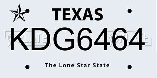 KDG6464 Texas License Plate
