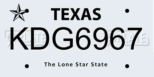 KDG6967 Texas License Plate