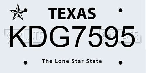 KDG7595 Texas License Plate