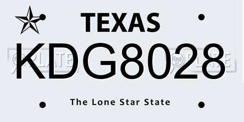 KDG8028 Texas License Plate