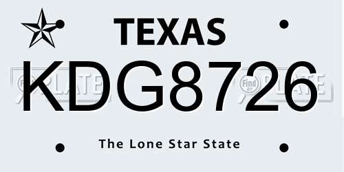 KDG8726 Texas License Plate