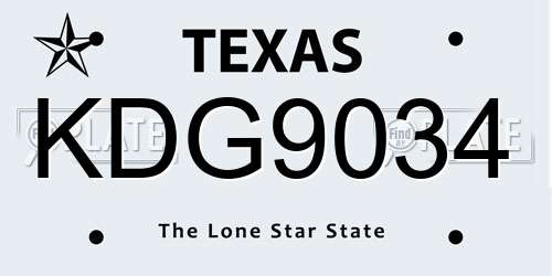 KDG9034 Texas License Plate