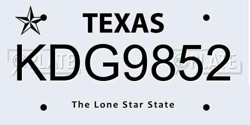 KDG9852 Texas License Plate