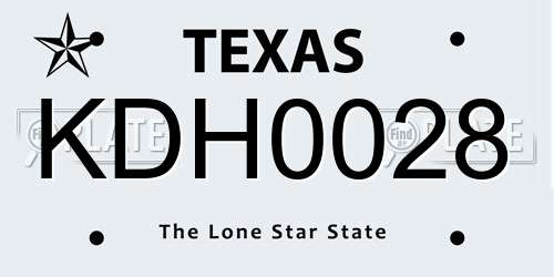 KDH0028 Texas License Plate