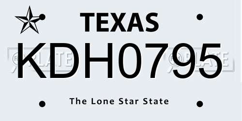 KDH0795 Texas License Plate