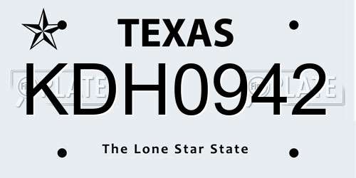 KDH0942 Texas License Plate
