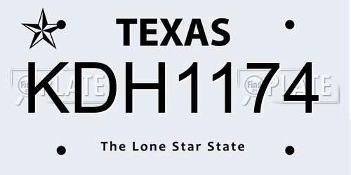 KDH1174 Texas License Plate
