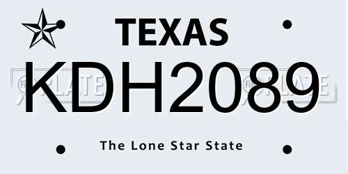 KDH2089 Texas License Plate
