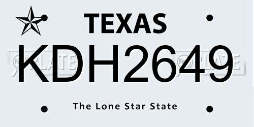KDH2649 Texas License Plate