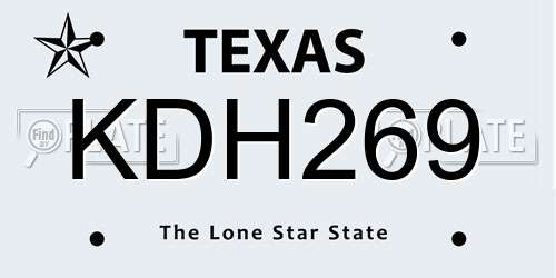 KDH269 Texas License Plate