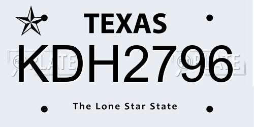 KDH2796 Texas License Plate