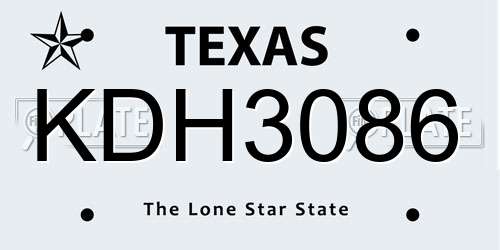 KDH3086 Texas License Plate