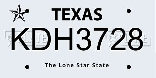 KDH3728 Texas License Plate