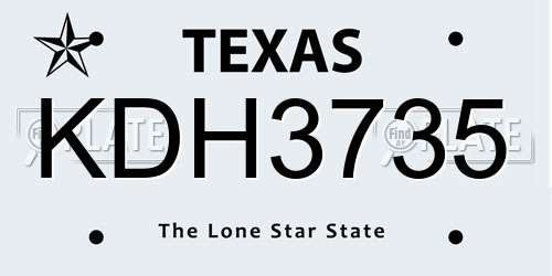 KDH3735 Texas License Plate