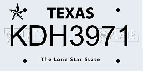KDH3971 Texas License Plate