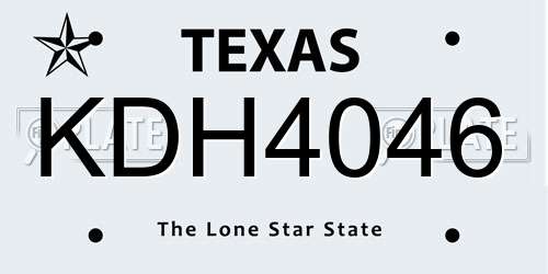 KDH4046 Texas License Plate