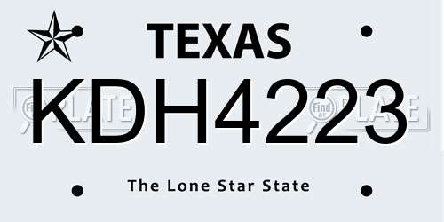 KDH4223 Texas License Plate