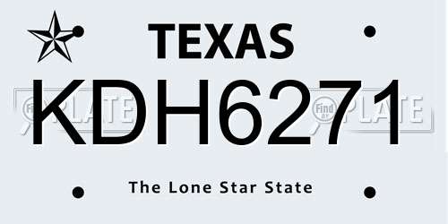 KDH6271 Texas License Plate