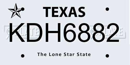 KDH6882 Texas License Plate