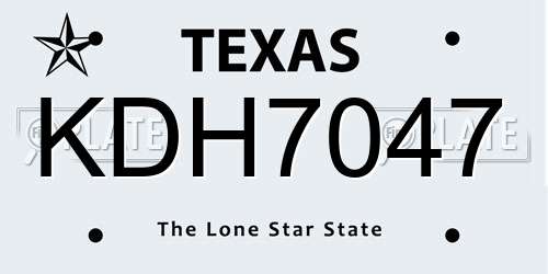 KDH7047 Texas License Plate