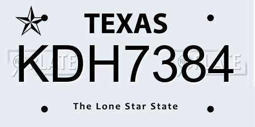 KDH7384 Texas License Plate