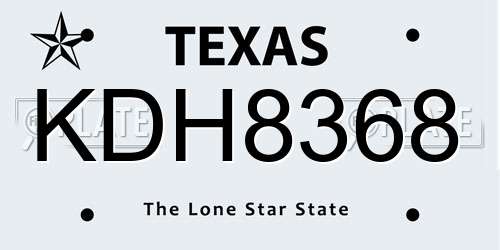 KDH8368 Texas License Plate