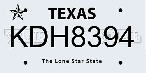 KDH8394 Texas License Plate