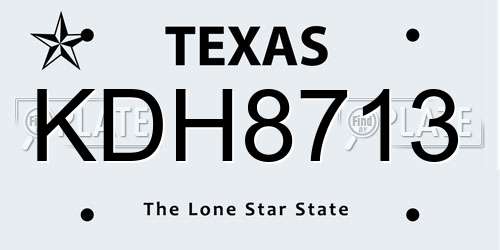 KDH8713 Texas License Plate