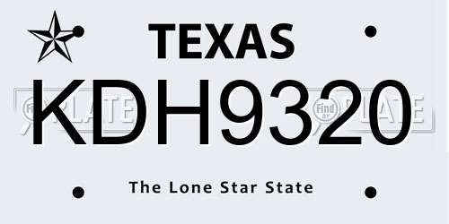 KDH9320 Texas License Plate