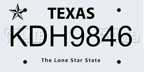 KDH9846 Texas License Plate